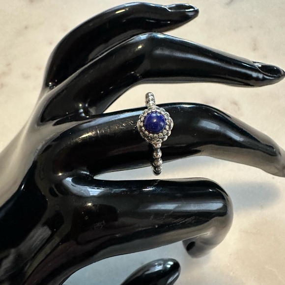 Authentic Pandora Sterling Silver and Lapis Lazuli Ring Sz 6 Marked 925 ALE 52 - Picture 3 of 3